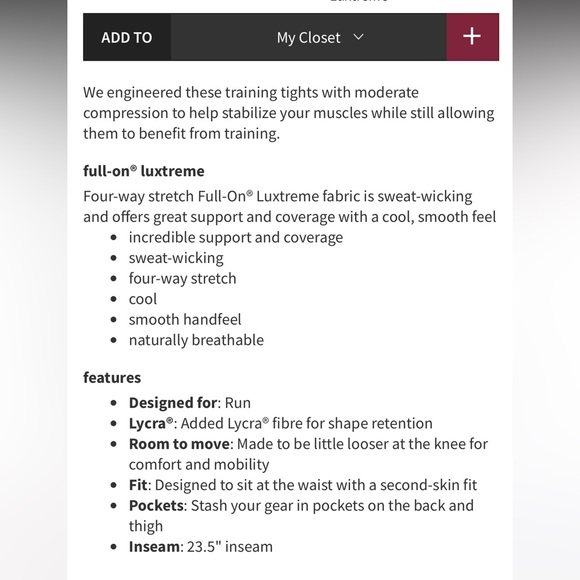 Lululemon tight stuff 2 tight ruby red size 2 - Picture 7 of 8